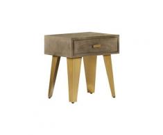 Table de chevet 45x35x48 cm bois solide de manguier et fonte