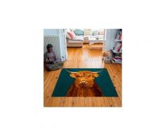 Tapis carré velours antidérapant imprimé animaux highlander - 135 x 135 cm