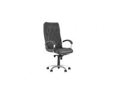 Cuba- fauteuil de direction professionnel, multi-position. Ergonomique, synchrone capitonné. Cuir veritable noir.