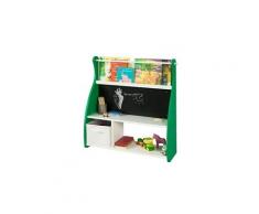 Sobuy® kmb09-gr étagère à livres enfants bibliothèque étagère murale avec tableau noir et 1 bac de rangement