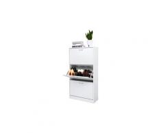 Chaussure avec 3 rabats armoire à chaussures réglable 2 tiroirs 63 x 120 x 24 cm