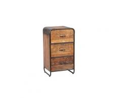 Chiffonnier 3 tiroirs bois recyclé - chalerston - l 50 x l 40 x h 90 - neuf