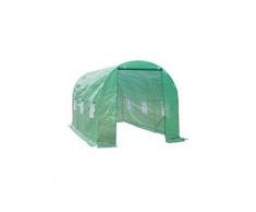 Serre de jardin tunnel 4,5l x 2l x 2h m châssis tubulaire acier galvanisé renforcé 1,8 cm 6 fenêtres 1 porte vert
