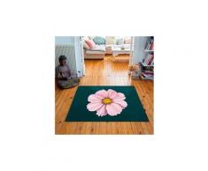 Tapis carré velours antidérapant imprimé floraux rock rose - 135 x 135 cm