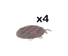 Lot de 4 galettes de chaise ronde en coton coloris taupe - diamètre 38 cm -pegane-