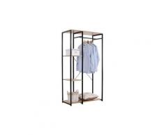 Homemania porte-manteau ingressini vestiaire - meuble porte-chaussures - avec étagères - pour entrée - noir en métal, bois, 90 x 40,4 x 167 cm