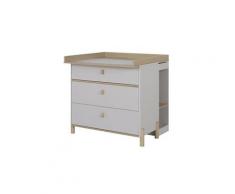 Commode à langer 3 tiroirs bois/gris clair - tresor