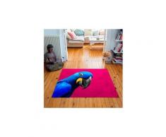 Tapis carré velours antidérapant imprimé animaux yaya the parrot - 135 x 135 cm