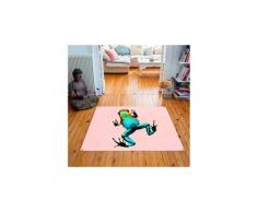 Tapis carré velours antidérapant imprimé animaux jack - 135 x 135 cm