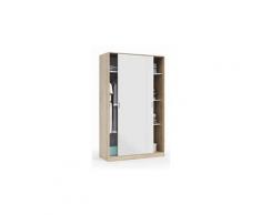Armoire avec 2 portes coulissantes coloris blanc / chêne canadien - dim : l 200 x h 120 x p 50 cm -pegane-