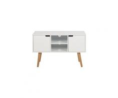 Buffet scandinave blanc mat avec niche centrale et rangements snoop