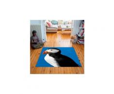 Tapis carré velours antidérapant imprimé animaux puffy - 135 x 135 cm