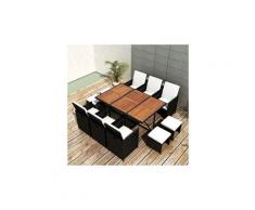 Icaverne - salons de jardin sublime salon de jardin encastrable 11 pcs rotin et bois d'acacia noir