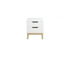 Table de chevet design bois et blanc 2 tiroirs snoop