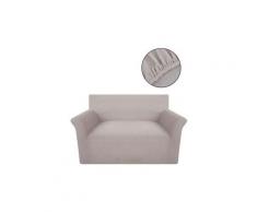 Housse de canapé tissu tricoté en polyester extensible beige