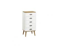 Chiffonnier scandinave 5 tiroirs "kuito" 100cm blanc