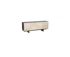 Enfilade coloris chêne massif naturel - l 200 x p 45 x h 80 cm -pegane-