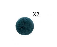 Lot de 2 coussins ronds bleu canard - d. 40 cm -pegane-