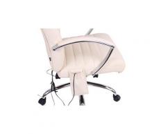 Fauteuil de bureau en similicuir crème avec fonction massage réglable en hauteur et pivotant bur10367