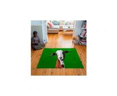 Tapis carré velours antidérapant imprimé animaux funny goat - 135 x 135 cm
