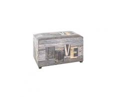 Coffre de rangement imitation cuir motif "love" - 65 x 40 x 42 cm -pegane-