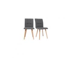 Chaise design gris foncé et bois (lot de 2) horta