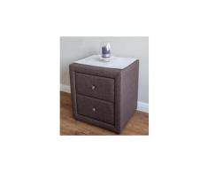 Table de chevet en tissu coloris marron - Dim : H 47 x L 53 x P 41 cm -PEGANE-