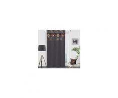 Rideau - double rideaux rideau a oeillets - aztec - 140x260cm - gris anthracite