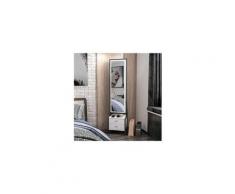 Homemania meuble de rangement multi-usages elegante avec miroir, étagères, tiroirs - pour entrée, chambre - blanc, noir en bois, 41 x 35 x 170 cm