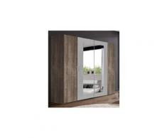 Armoire penderie 4 portes jana largeur 225 chêne châtaigne / gris béton