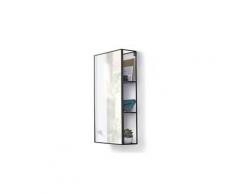 Miroir rectangulaire avec étagère de rangement en métal 30.5x12.9x60.9cm cubiko