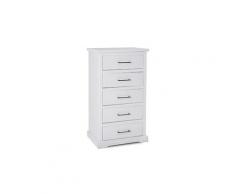 Chiffonnier 5 tiroirs en pin laqué blanc - mako