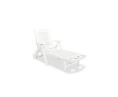Chaise longue avec repose-pied plastique blanc