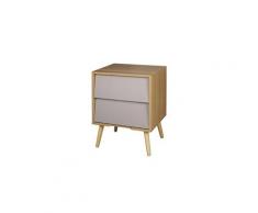 Cody - chevet 2 tiroirs aspect bois et gris taupe