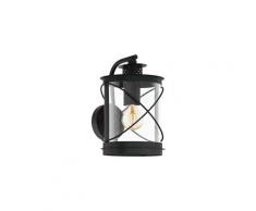 Applique pendante rustique ronde hilburn h28 cm ip44 - verre transparent - noir
