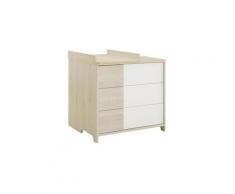 Commode à langer 3 tiroirs blanc/pin blanchi - sweet