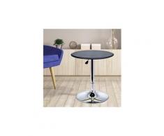 Table de bar table bistro chic style contemporain table ronde hauteur réglable 67-93 cm ø 63 cm métal chromé pvc noir