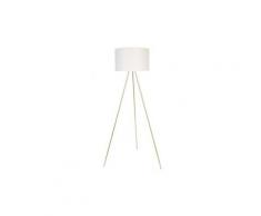 Lampadaire trépied moderne design triam - métal et tissu - 40 x 40 x 147 cm - blanc et doré