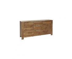 Enfilade coloris chêne massif en bois - l. 175 x p. 40 x h. 85 cm -pegane-