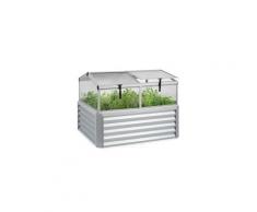 High grow advanced carré de potager surélevé avec toit - 120 x 95x 100 cm - acier argent