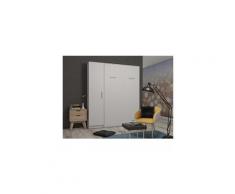 Composition armoire lit escamotable smart-v2 blanc mat couchage 160 x 200 cm colonne armoire