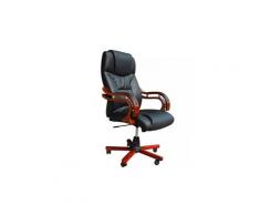 Meubles de bureau serie libreville fauteuil cuir mélangé noir et éléments bois