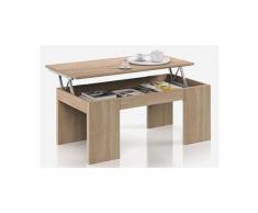 Table Basse à Plateau Relevable coloris chêne canadien - Dim : 100 x 50 x 42 cm -PEGANE-