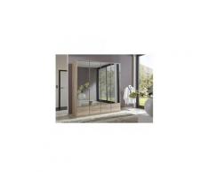Armoire penderie dingle 4 portes miroirs largeur 179 chêne