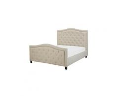 Lit double chesterfield en tissu beige
