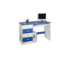 Bureau enfant 4 tiroirs lasuré blanc bleu