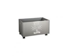 Coffre de rangement à roulettes gris en mdf - dim : l48x l30 x h28 cm - pegane -