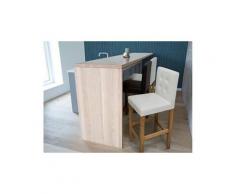 Tabouret de bar en bois et simili-cuir blanc crème