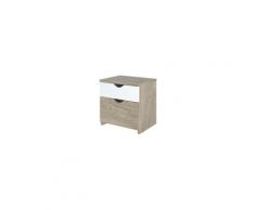 Austin chevet 2 tiroirs - décor chene et blanc - l 43,3 x p 34,6 x h 43,8 cm