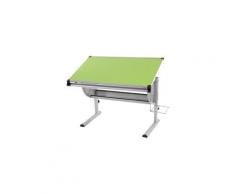 Bureau pour enfant en métal et bois plateau inclinable hauteur réglable vert bur04054